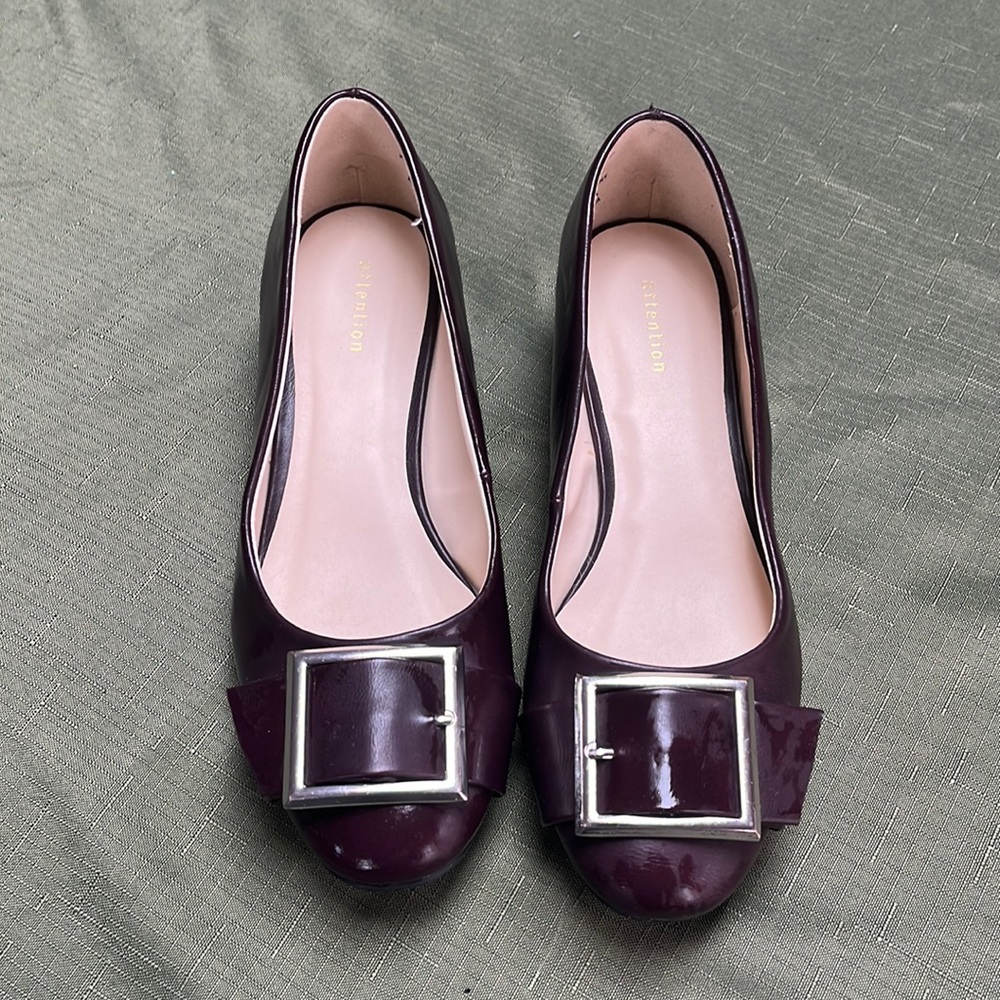 Attention Eggplant Small Heel Dress Shoes Size 8 - Picture 3 of 5